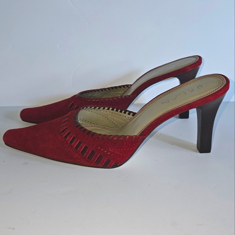 Unisex Red Suede Kitten Heels